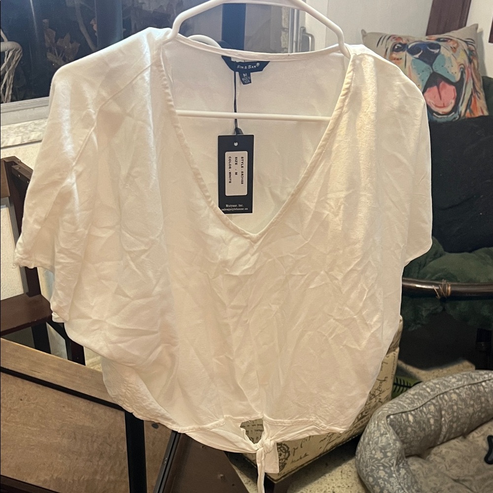 Elegant V-Neck Tie-Front Blouse